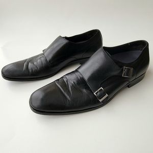 Hugo Boss Men's shoes Double Buckle  Leather Loafers Shoes (10)